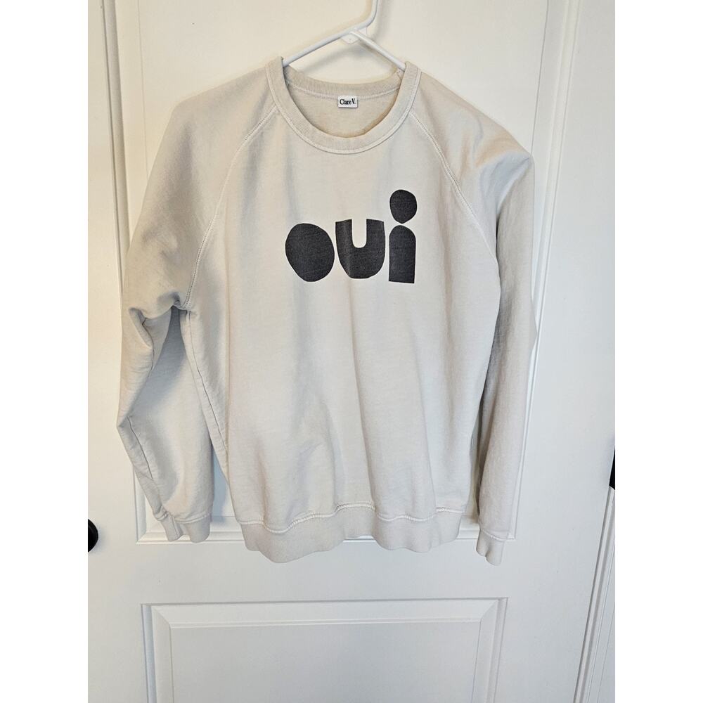 Clare V Oui Sweatshirt Size S/M Bone Cream Ivory - Picture 2 of 11
